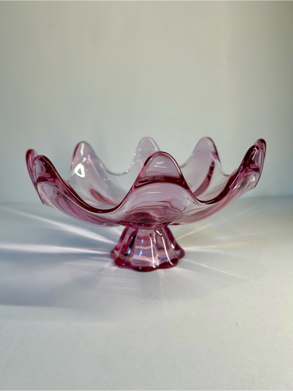 Vintage Viking Thistle 8 Petal Compote Bowl 10”